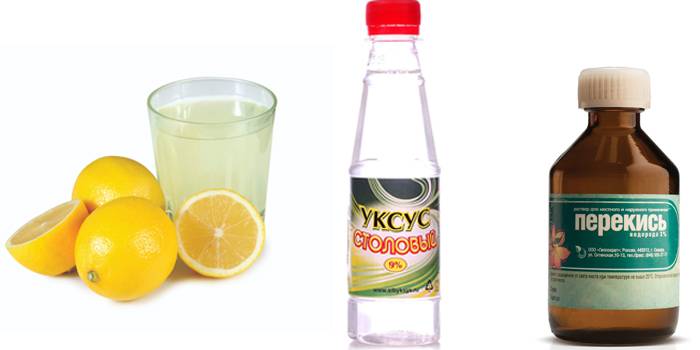 Citrónová šťava, ocot a peroxid vodíka