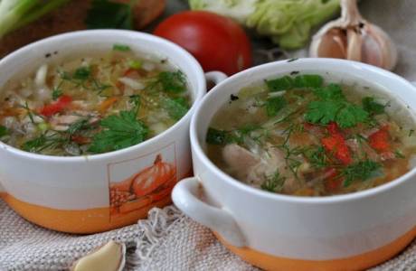 Sopa de repolho com frango e repolho fresco