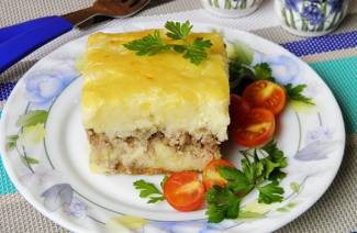 Patatas con carne picada al horno