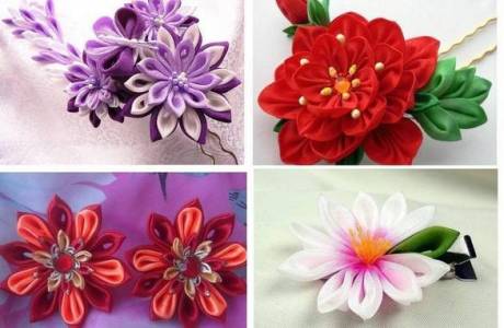Flores de cinta de raso bricolaje
