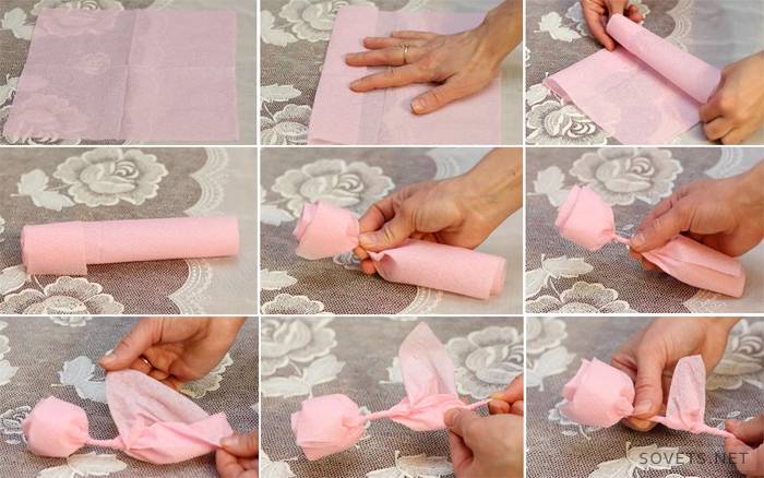 Hacer rosas con una servilleta