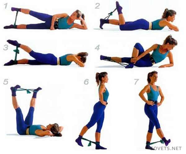 Um conjunto de exercícios com um elástico ou elástico