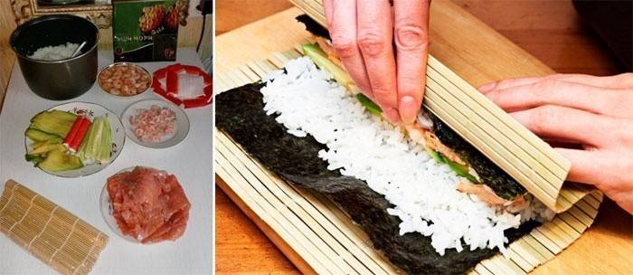 Składniki wschodniej przysmaku - sushi