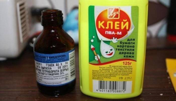Pegamento PVA y bórax para juguetes