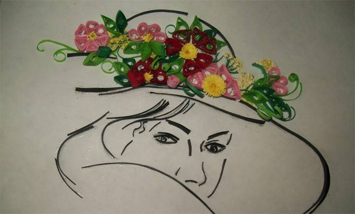 Quilling kwiaty na kapeluszu