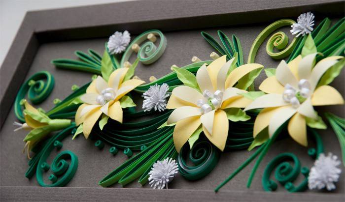 Wzór quilling z kwiatami