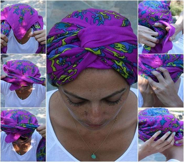 Amarrar um lenço de acordo com o método do turbante