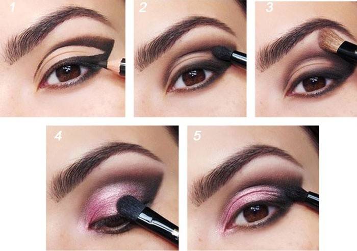 Master class of evening makeup nas cores rosa e lilás