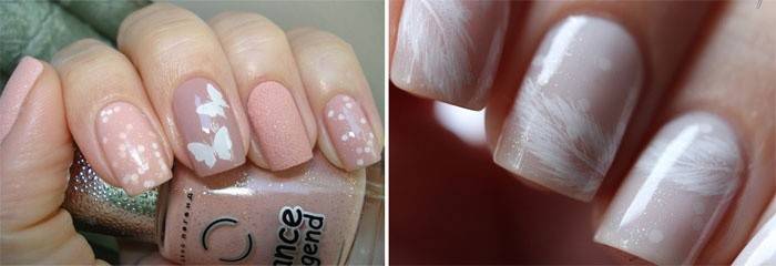 Manicure nu com um padrão