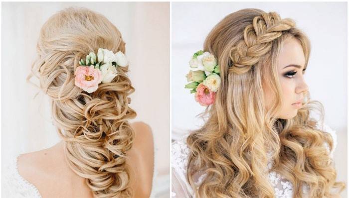 Flores artificiais no cabelo