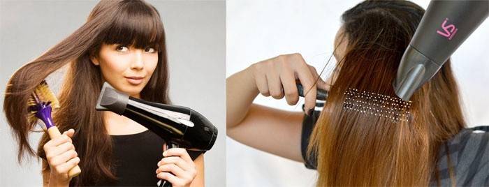 Endireite o cabelo com um pente redondo