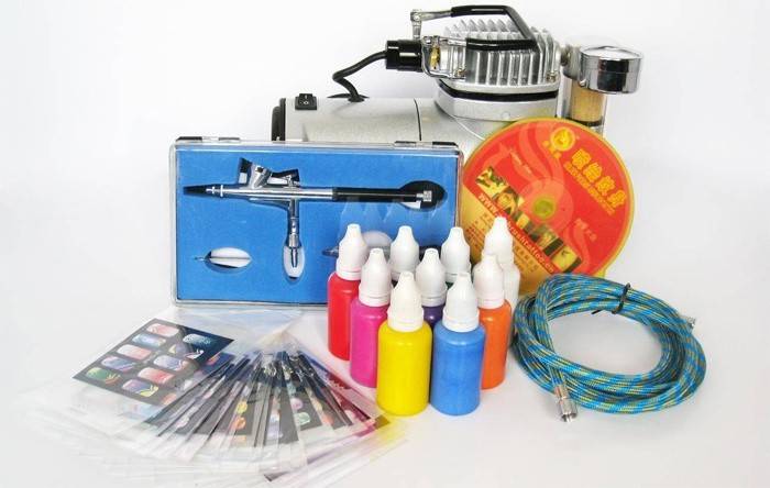 Conjunto para aerógrafos nas unhas