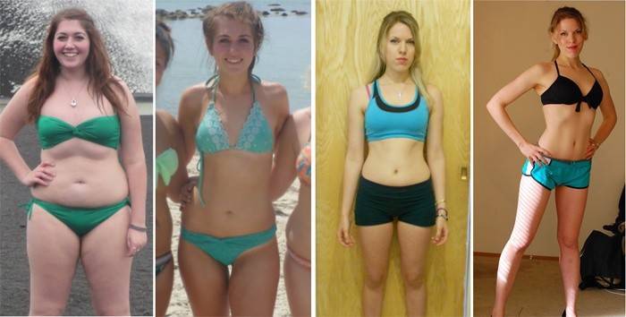 Chicas antes y después de perder peso
