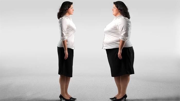 Mujer antes y después de perder peso