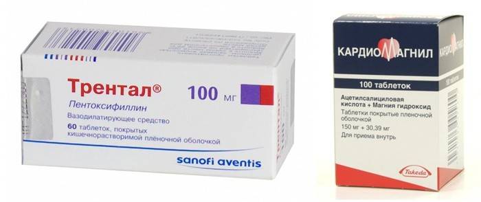 Prípravy Trental a Cardio Magnil