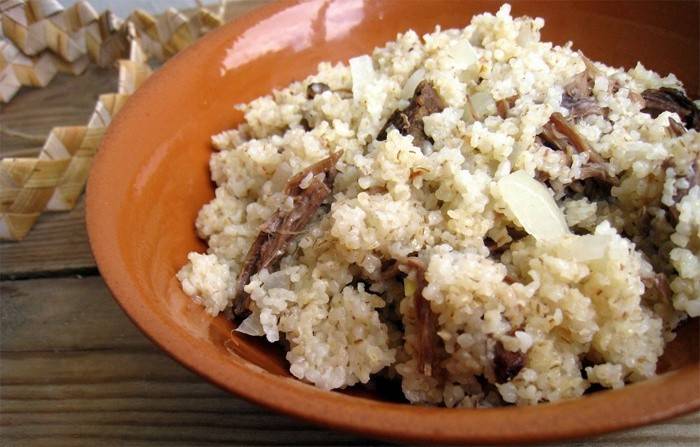 Mingau com carne