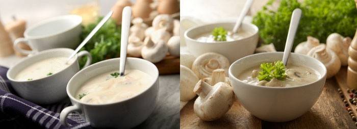 Crema agria y salsa de champiñones