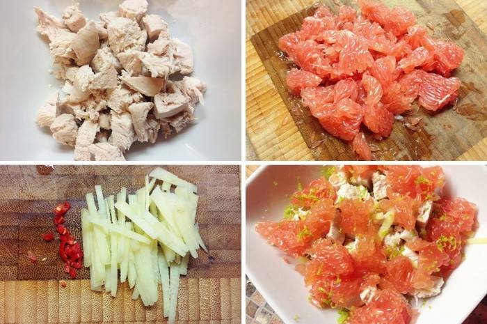 Como fazer salada tailandesa com peito de frango e grapefruit
