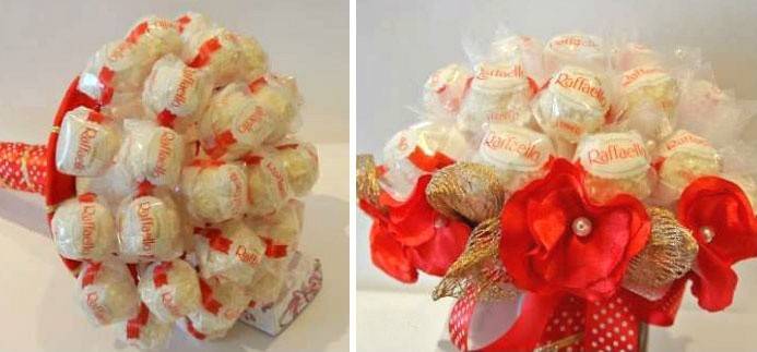 Ramo confeccionado con dulces Raffaello