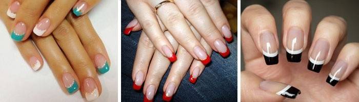 Kolorowa wersja francuskiego manicure