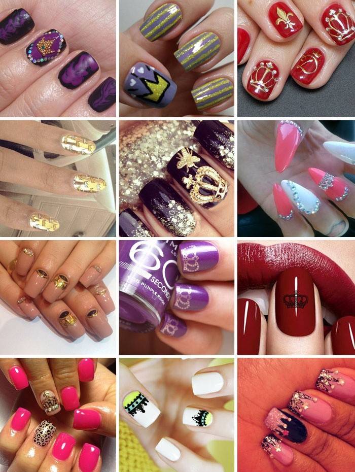 Opciones para uñas de moda con una corona