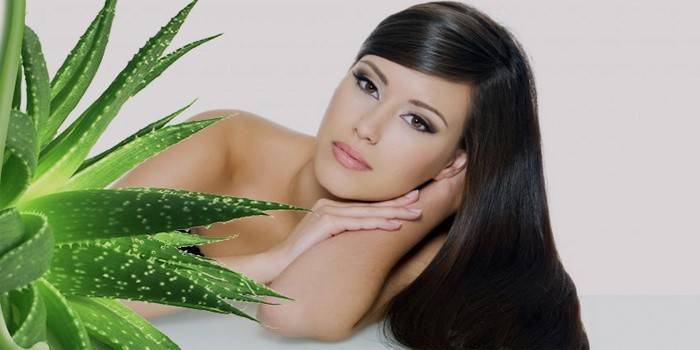 Cabello de niña después de máscaras con aloe