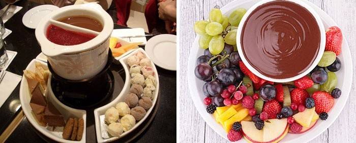 Fondue de chocolate con frutas