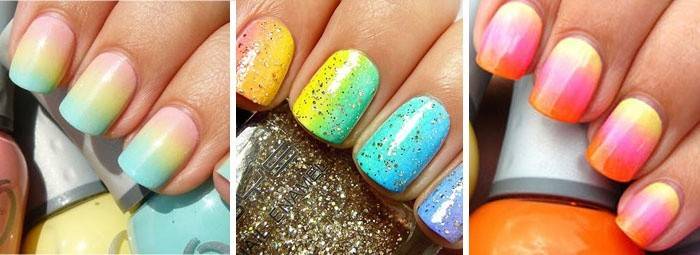 Rainbow Ombre en las uñas