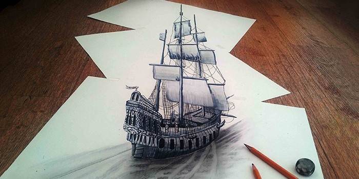 Desenho de navio 3d