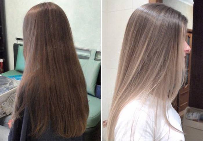 El efecto del procedimiento para broncear el cabello castaño
