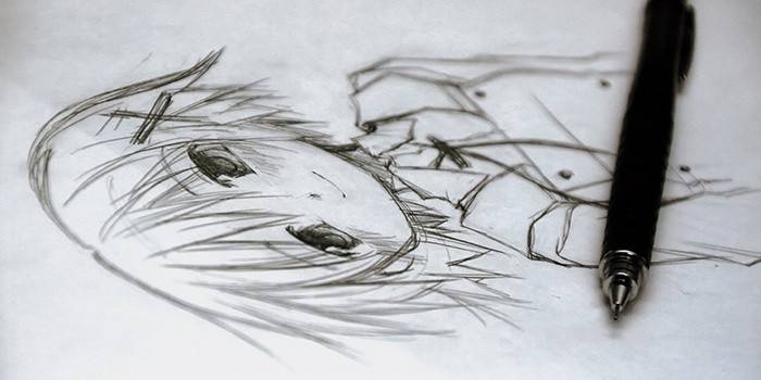 Desenho a lápis estilo anime