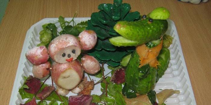 Rzemiosło z warzyw - Gene i Cheburashka