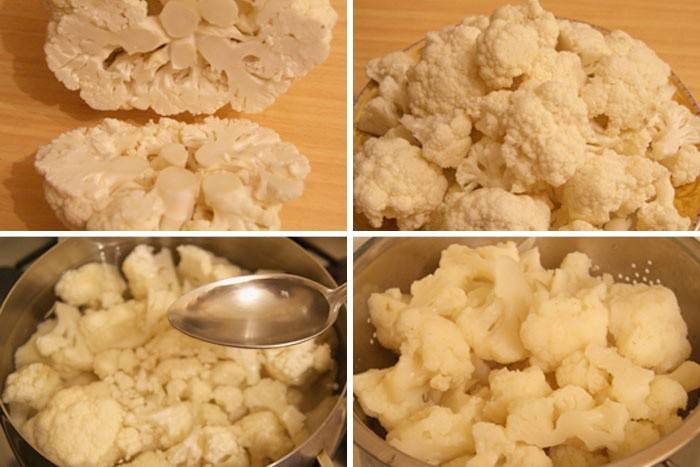Cozinhar couve-flor em uma panela
