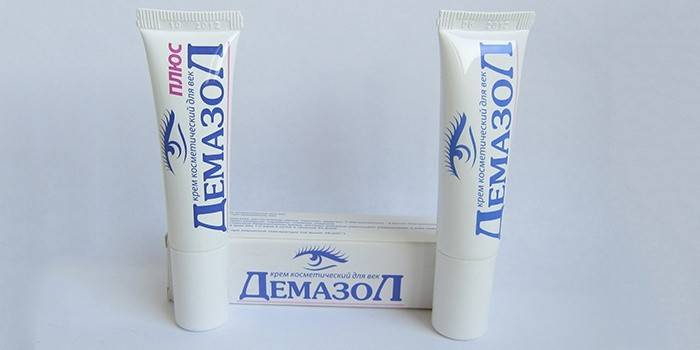 Crema Demazol para el tratamiento de la demodicosis de los párpados.