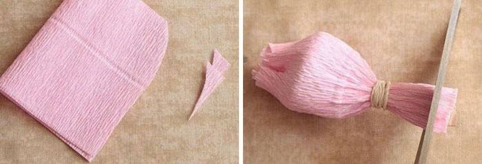La etapa inicial de recoger un ramo de rosas.