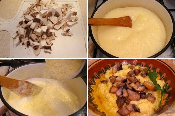 Mingau com milho e cogumelos