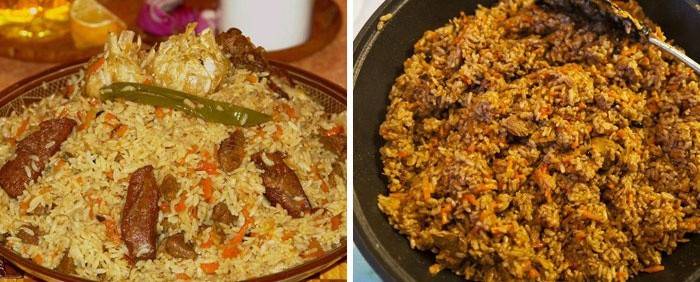 Pilaf s hnedou (hnedou) ryžou v pomalom hrnci