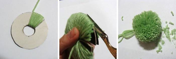 Cómo hacer un pompón de hilo en un anillo de cartón