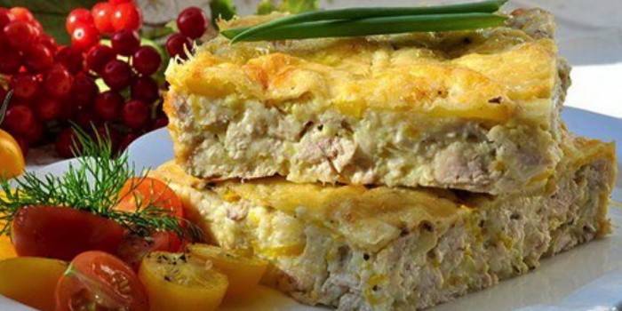 Verduras con arroz y pollo.