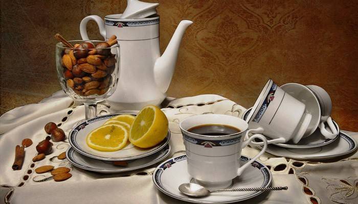 Configuração de mesa de chá