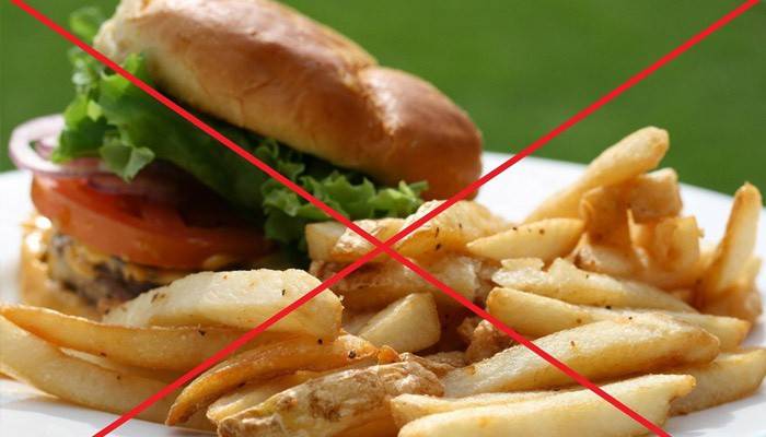 Prohibición de hamburguesas y papas fritas