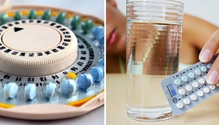 Chica toma pastillas hormonales.