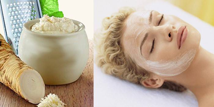 Máscara de queixo de rábano contra acne