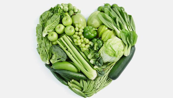 Frutas y verduras verdes