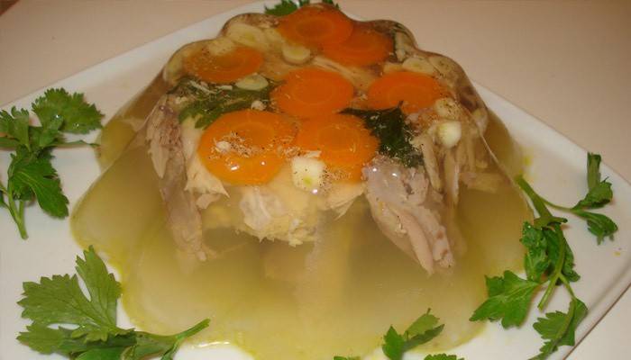 Gelatina de carne gelatinosa cozida em um fogão lento