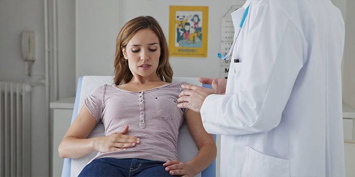 Mulher, em, recepção, em, diagnostique centro