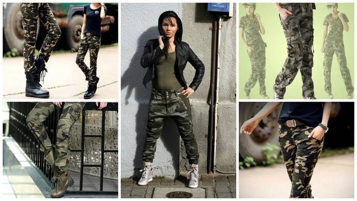 Pantalones de mujer al estilo de un corte deportivo militar