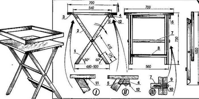 Desenhos de mesa dobrável