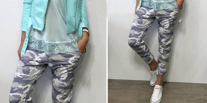 Pantalones de moda con estampado pastel
