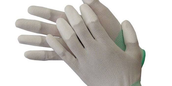Luvas de nylon revestidas em poliuretano